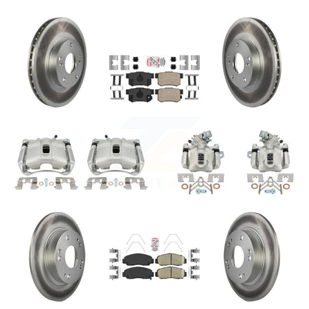 Front Rear Disc Brake Caliper Coated Rotors And Ceramic Pads Kit (10Pc) For Acura CSX KCG-101796N