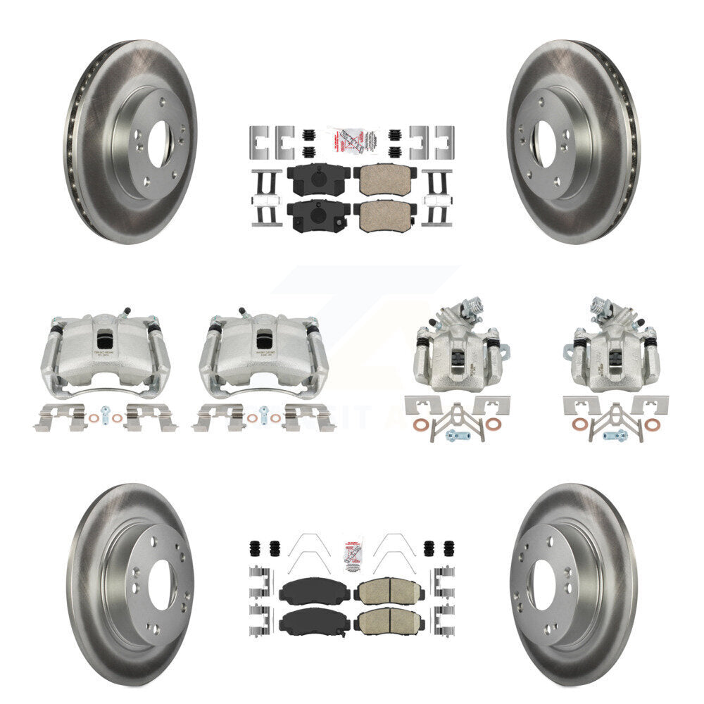 Front Rear Disc Brake Caliper Coated Rotors And Ceramic Pads Kit (10Pc) For Acura CSX KCG-101797N