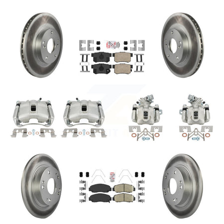 Front Rear Disc Brake Caliper Coated Rotors And Ceramic Pads Kit (10Pc) For Acura CSX KCG-101797N