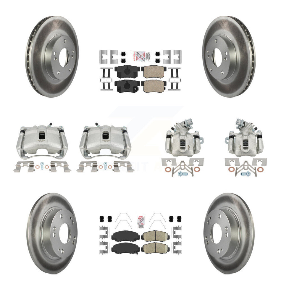 Front Rear Disc Brake Caliper Coated Rotors And Ceramic Pads Kit (10Pc) For Acura CSX KCG-101797N