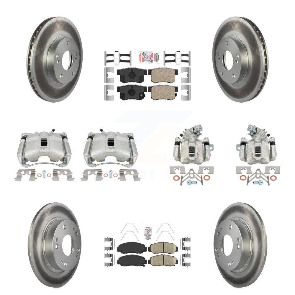 Front Rear Disc Brake Caliper Coated Rotors And Ceramic Pads Kit (10Pc) For Acura CSX KCG-101798N