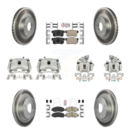 Front Rear Disc Brake Caliper Coated Rotors And Ceramic Pads Kit (10Pc) For Acura CSX KCG-101799N