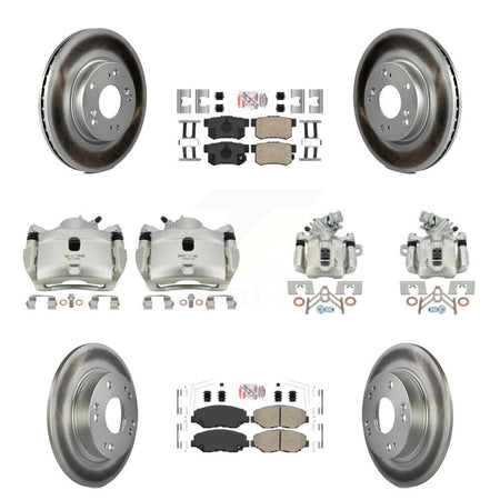 Front Rear Disc Brake Caliper Coat Rotors Ceramic Pad Kit (10Pc) For 2013 Acura ILX 2.0L KCG-101801N