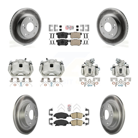 Front Rear Brake Caliper Coat Rotors Ceramic Pad Kit (10Pc) For 2013-2015 Acura ILX 1.5L KCG-101802N