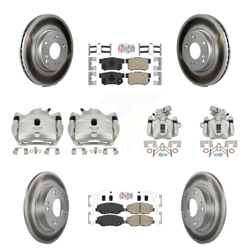 Front Rear Disc Brake Caliper Coat Rotors Ceramic Pad Kit (10Pc) For 2013 Acura ILX 2.0L KCG-101804N