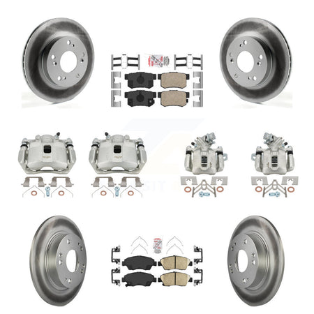 Front Rear Brake Caliper Coat Rotors Ceramic Pad Kit (10Pc) For 2013-2015 Acura ILX 1.5L KCG-101805N