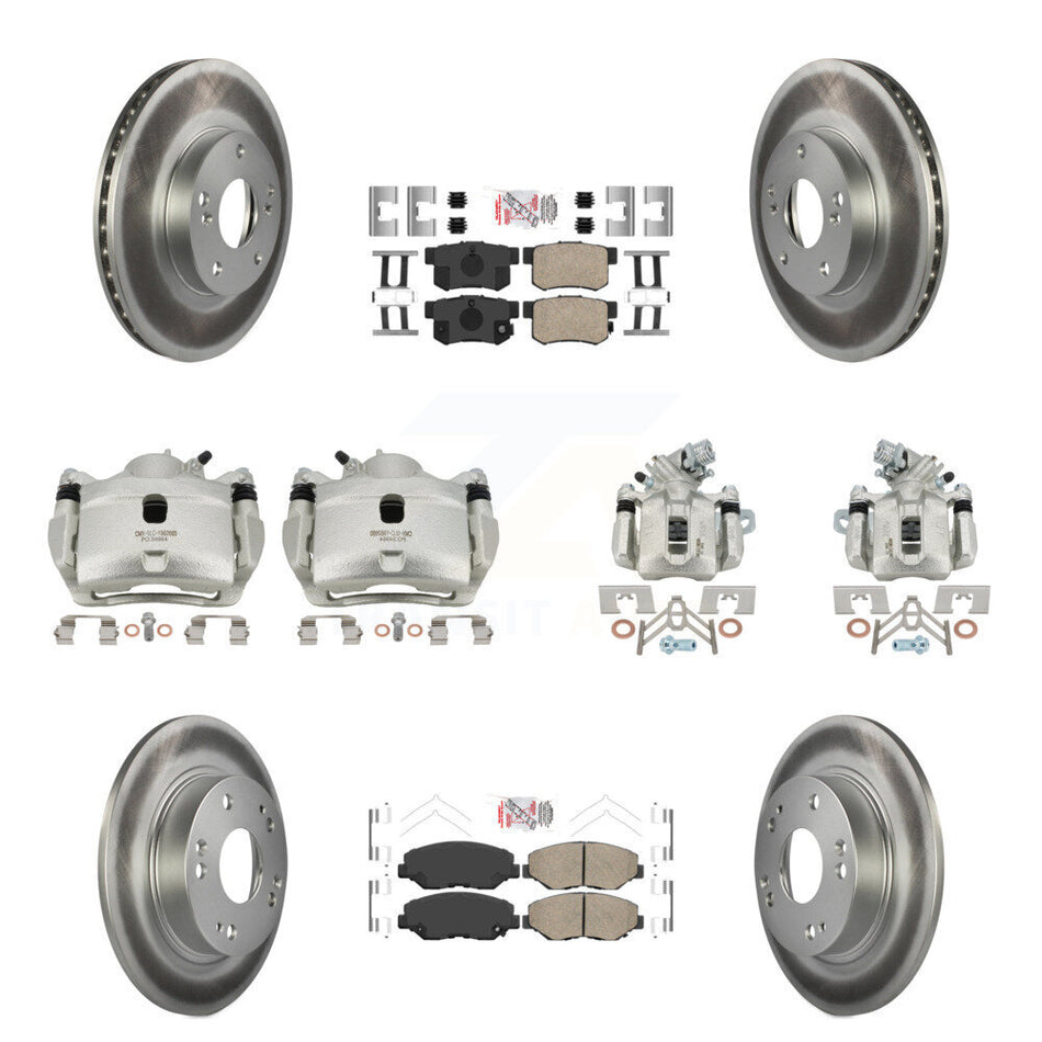 Front Rear Brake Caliper Coat Rotors Ceramic Pad Kit (10Pc) For 2014-2015 Acura ILX 2.0L KCG-101810N