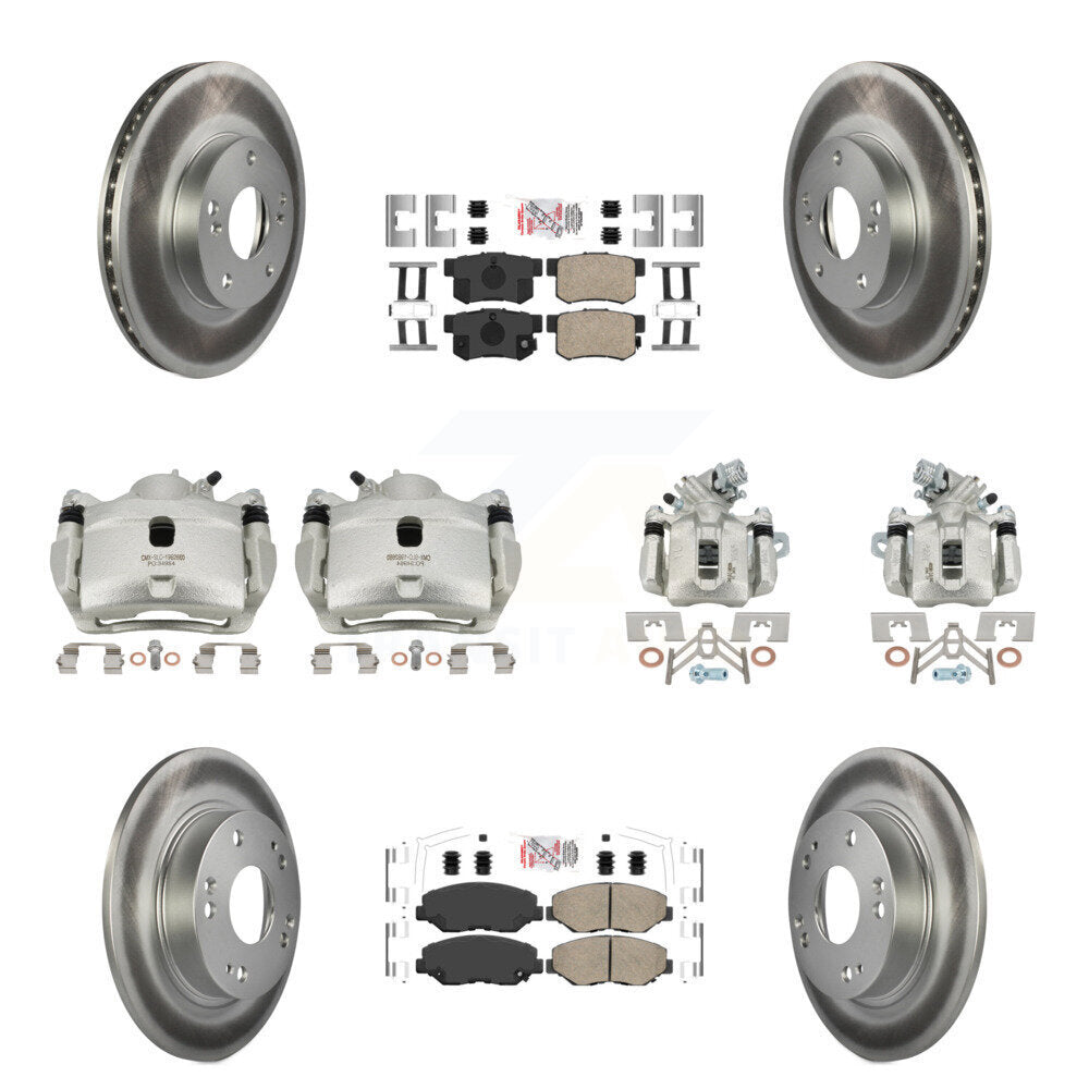Front Rear Brake Caliper Coat Rotors Ceramic Pad Kit (10Pc) For 2014-2015 Acura ILX 2.0L KCG-101811N