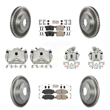 Front Rear Brake Caliper Coat Rotors Ceramic Pad Kit (10Pc) For 2014-2015 Acura ILX 2.0L KCG-101811N