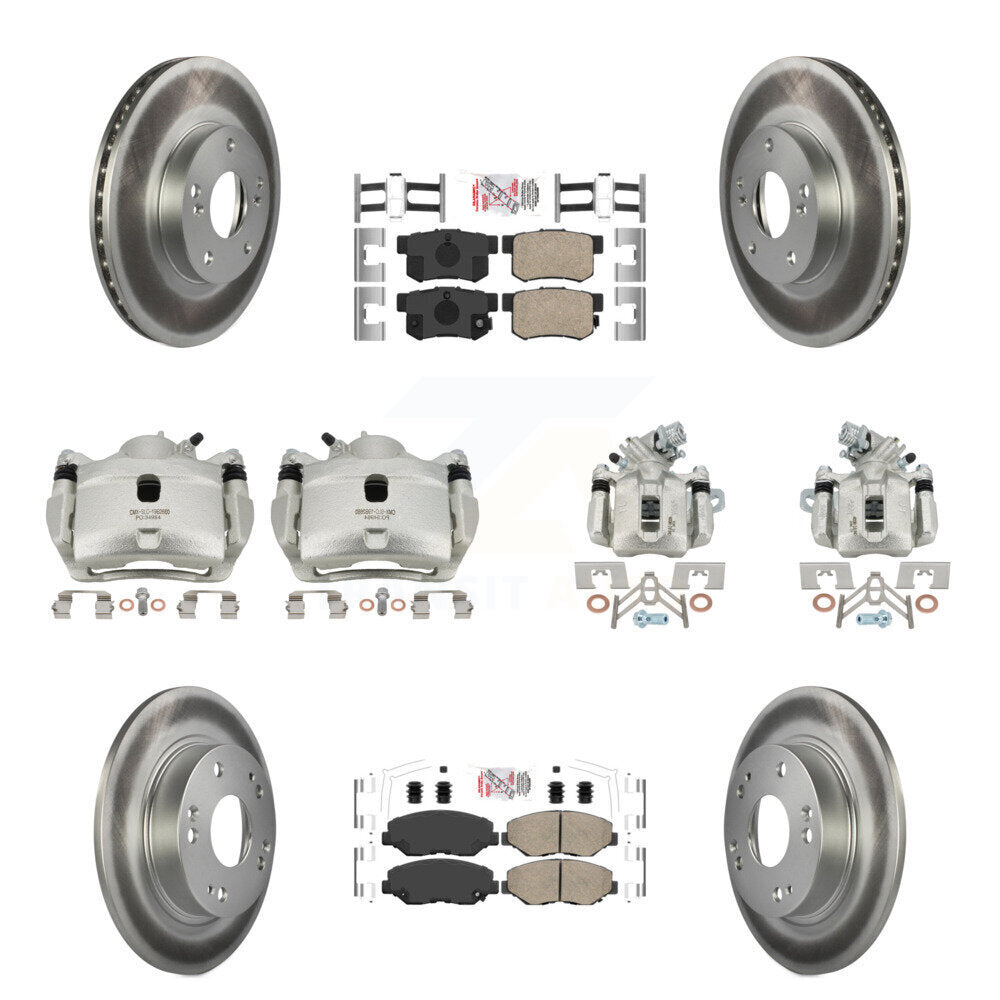 Front Rear Brake Caliper Coat Rotors Ceramic Pad Kit (10Pc) For 2014-2015 Acura ILX 2.0L KCG-101813N