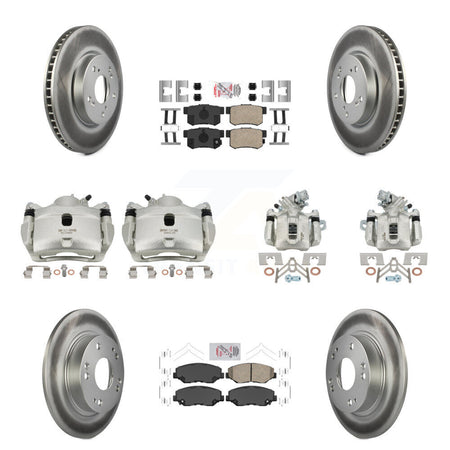 Front Rear Disc Brake Caliper Coated Rotors And Ceramic Pads Kit (10Pc) For Honda Civic KCG-101814N