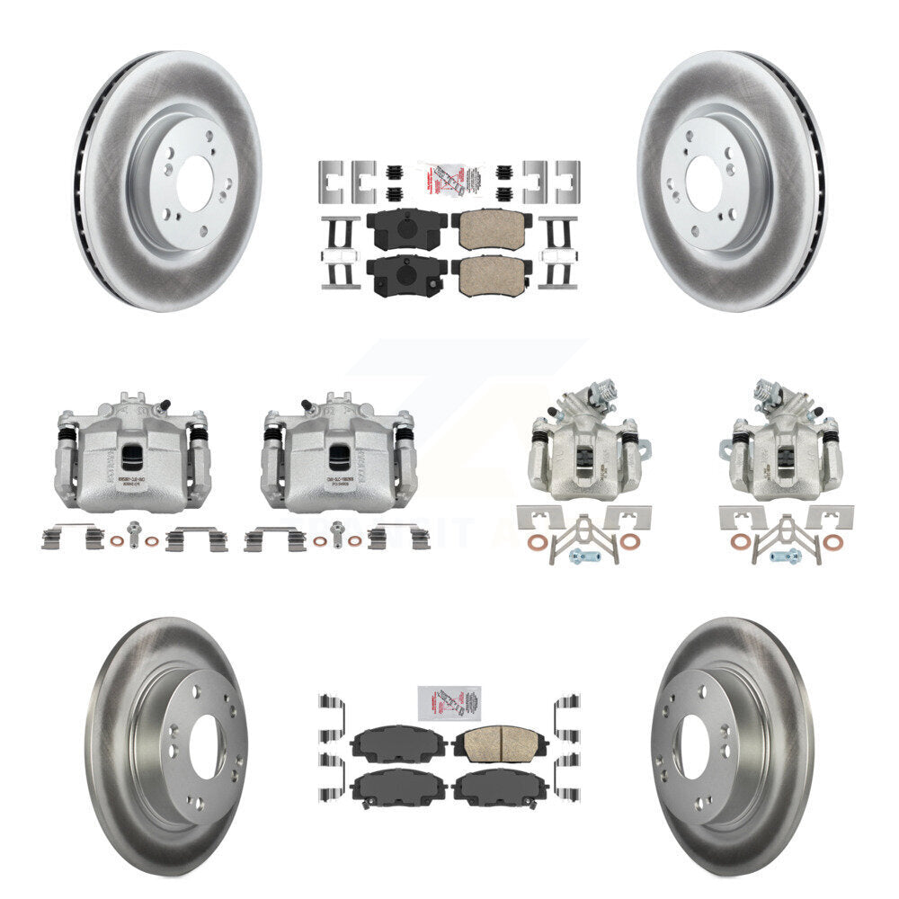 Front Rear Brake Caliper Coat Rotors Ceramic Pad Kit (10Pc) For Honda Civic Si with 2.0L KCG-101818N