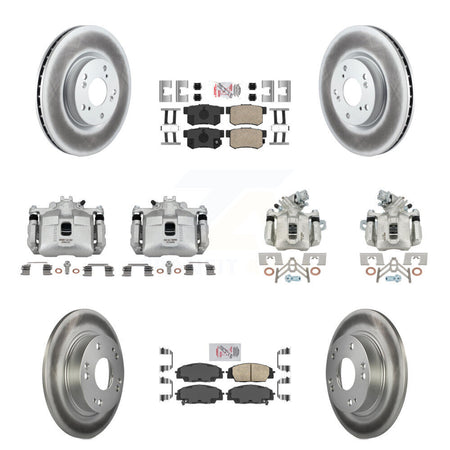 Front Rear Brake Caliper Coat Rotors Ceramic Pad Kit (10Pc) For Honda Civic Si with 2.0L KCG-101818N