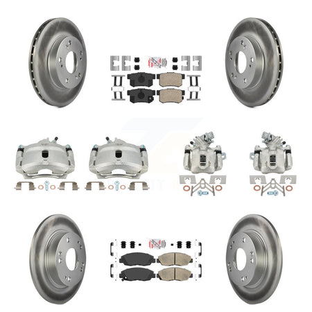 Front Rear Disc Brake Caliper Coated Rotors And Ceramic Pads Kit (10Pc) For Honda Civic KCG-101821N