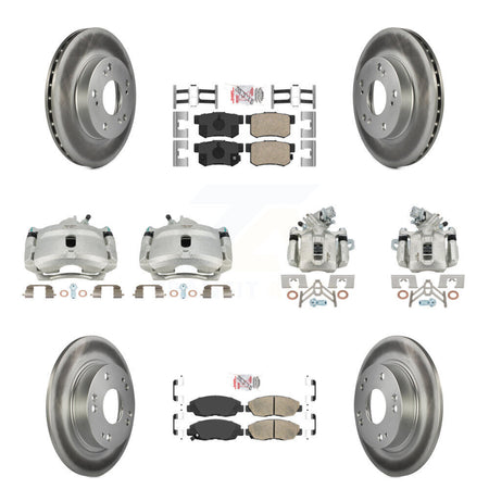 Front Rear Disc Brake Caliper Coated Rotors And Ceramic Pads Kit (10Pc) For Honda Civic KCG-101822N