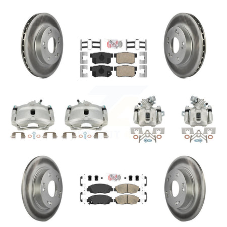 Front Rear Disc Brake Caliper Coated Rotors And Ceramic Pads Kit (10Pc) For Honda Civic KCG-101823N