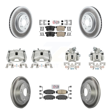 Front Rear Brake Caliper Coat Rotors & Ceramic Pad Kit (10Pc) For 07-10 Acura CSX Type-S KCG-101824N