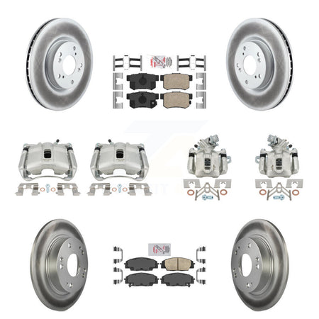 Front Rear Brake Caliper Coat Rotors & Ceramic Pad Kit (10Pc) For 07-10 Acura CSX Type-S KCG-101825N