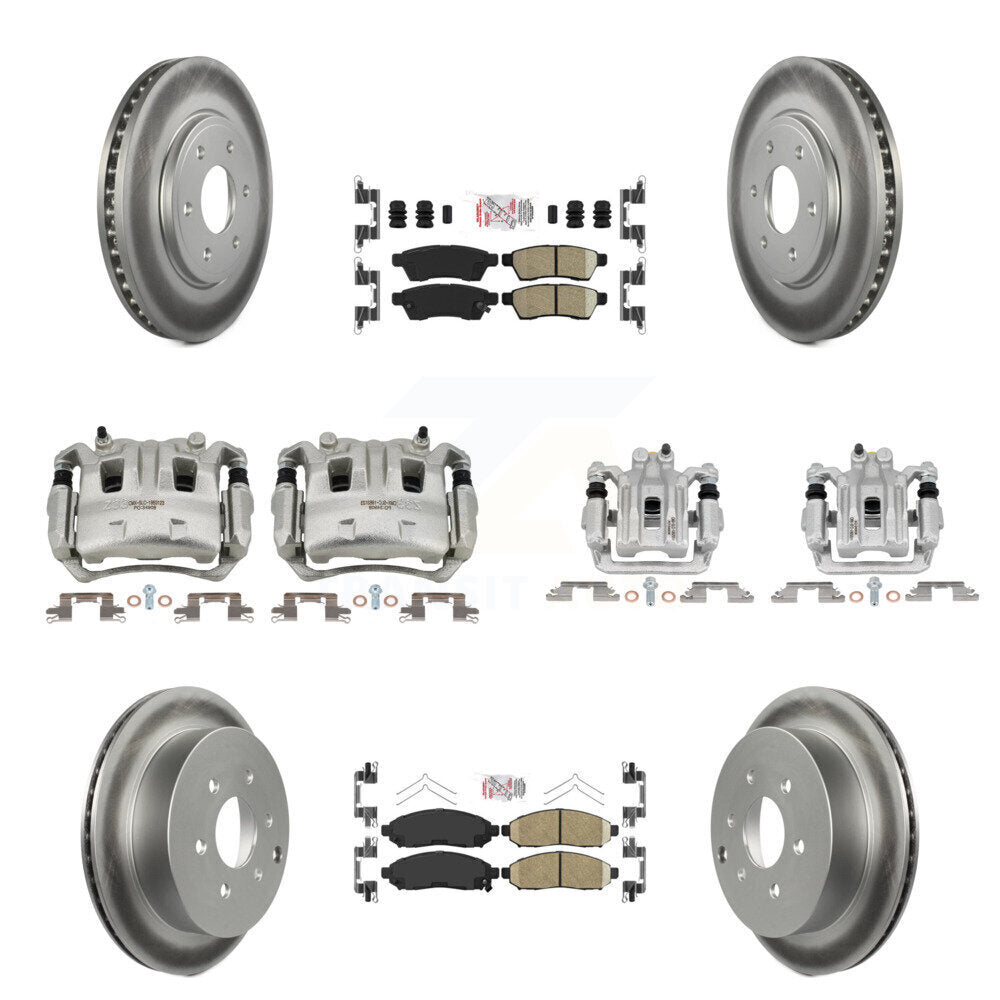 Front Rear Brake Caliper Coat Rotors & Ceramic Pad Kit (10Pc) For Nissan Frontier Suzuki KCG-101828N
