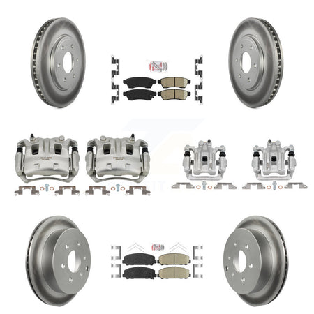 Front Rear Disc Brake Caliper Coated Rotor And Ceramic Pad Kit (10Pc) For Suzuki Equator KCG-101830N