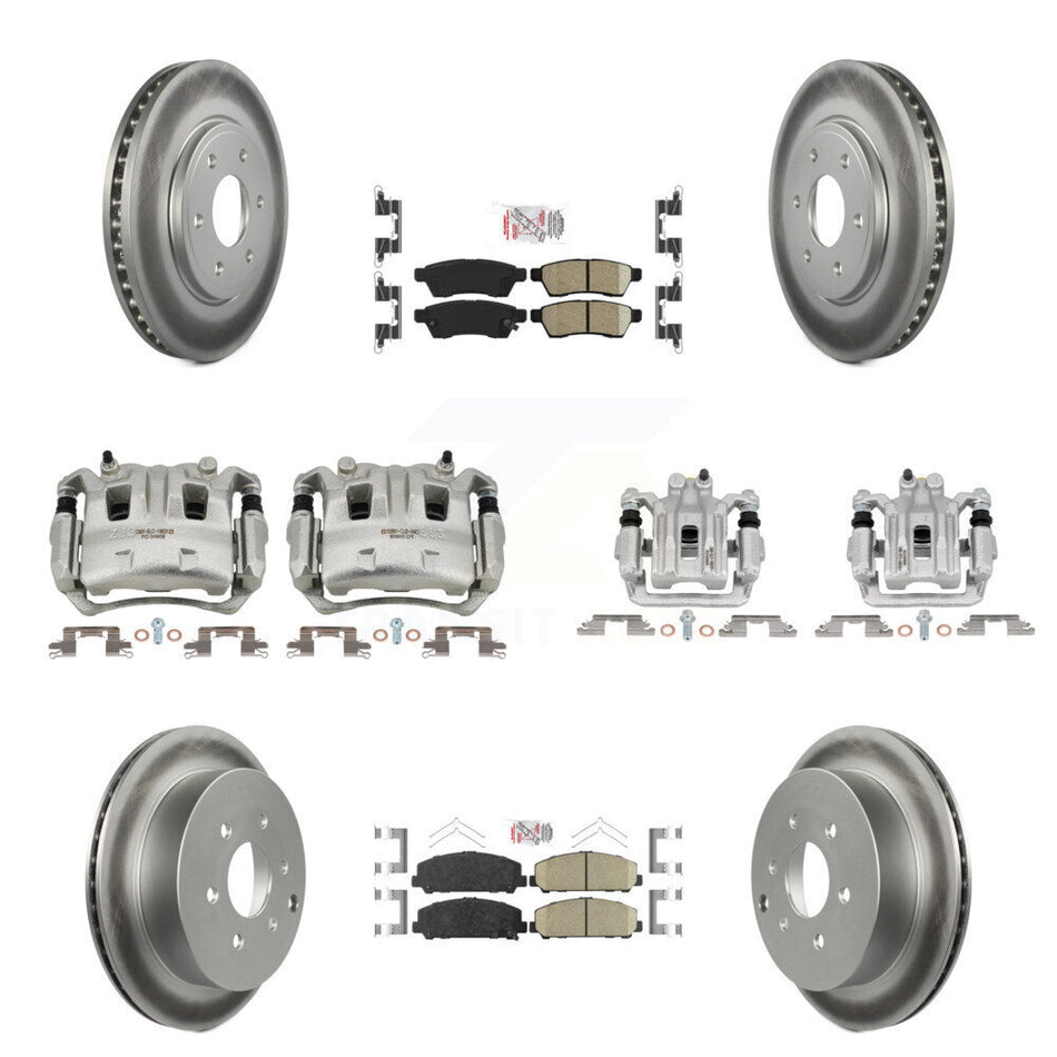 Front Rear Disc Brake Caliper Coated Rotor And Ceramic Pad Kit (10Pc) For Suzuki Equator KCG-101830N