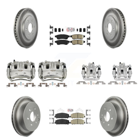Front Rear Disc Brake Caliper Coated Rotor And Ceramic Pad Kit (10Pc) For Suzuki Equator KCG-101832N