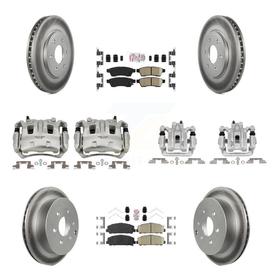 Front Rear Disc Brake Caliper Coated Rotor And Ceramic Pad Kit (10Pc) For Suzuki Equator KCG-101833N