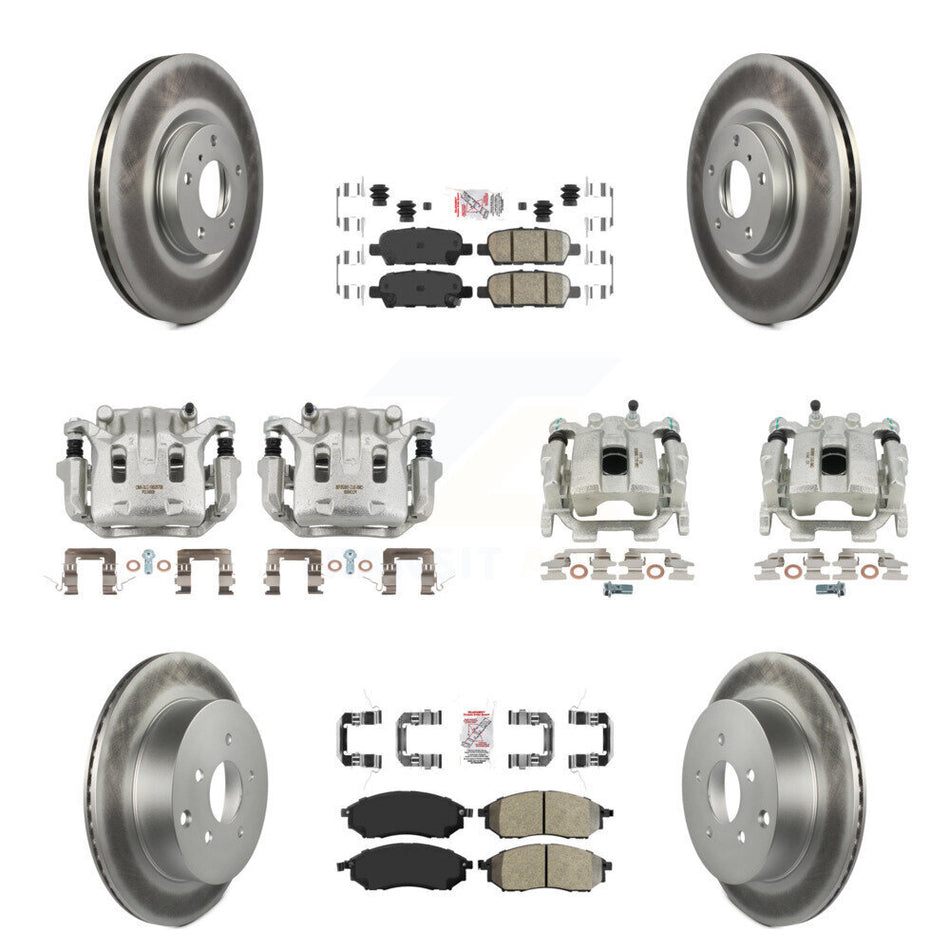 Front Rear Disc Brake Caliper Coat Rotors & Ameribrakes Pad Kit (10Pc) For Nissan Murano KCG-101842N
