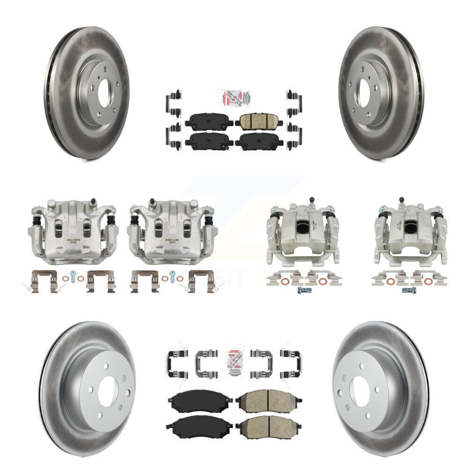 Front Rear Brake Caliper Coat Rotor Ameribrakes Pad Kit (10Pc) For INFINITI G37 QX50 G25 KCG-101843N