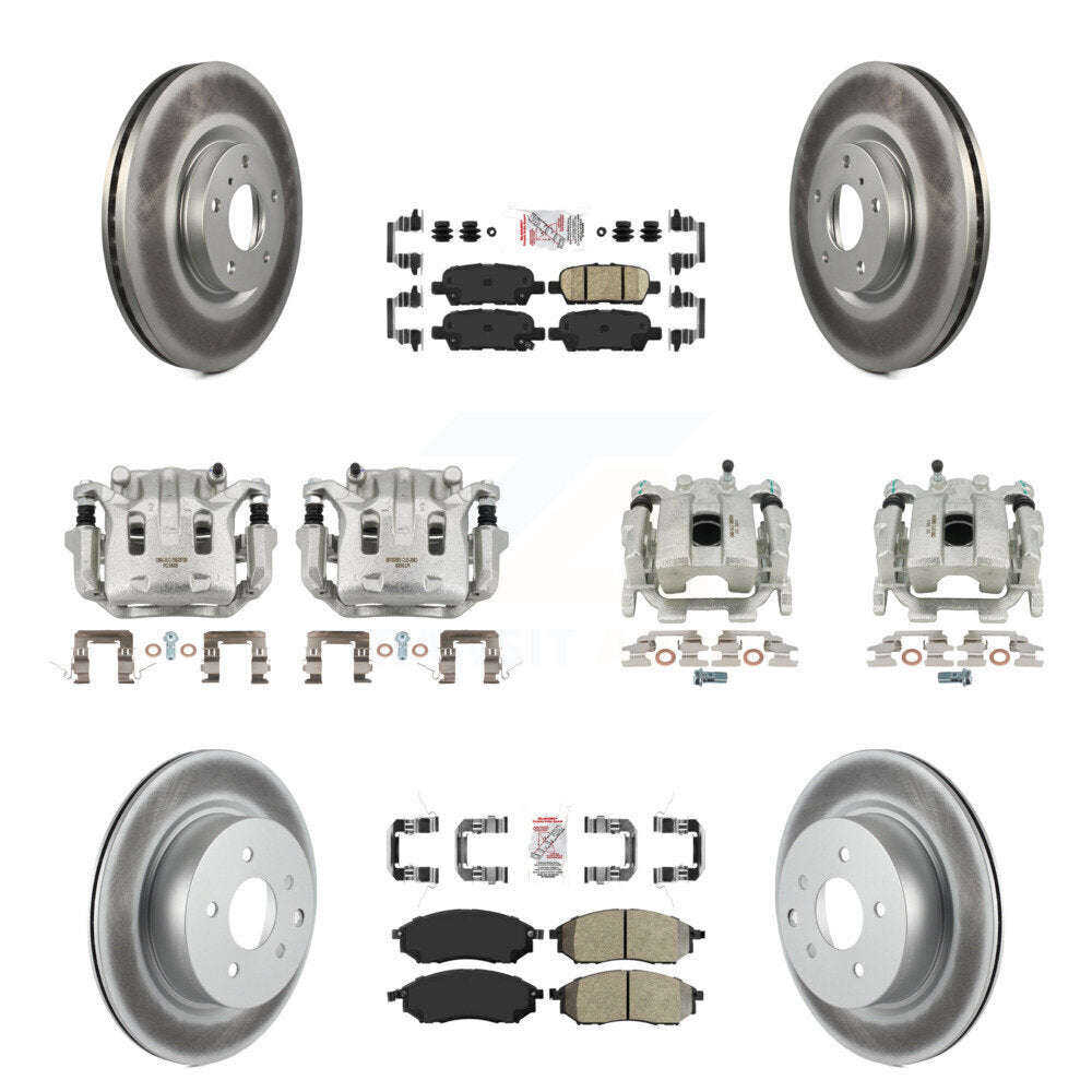 Front Rear Brake Caliper Coat Rotor Ameribrakes Pad Kit (10Pc) For INFINITI G37 QX50 G25 KCG-101844N