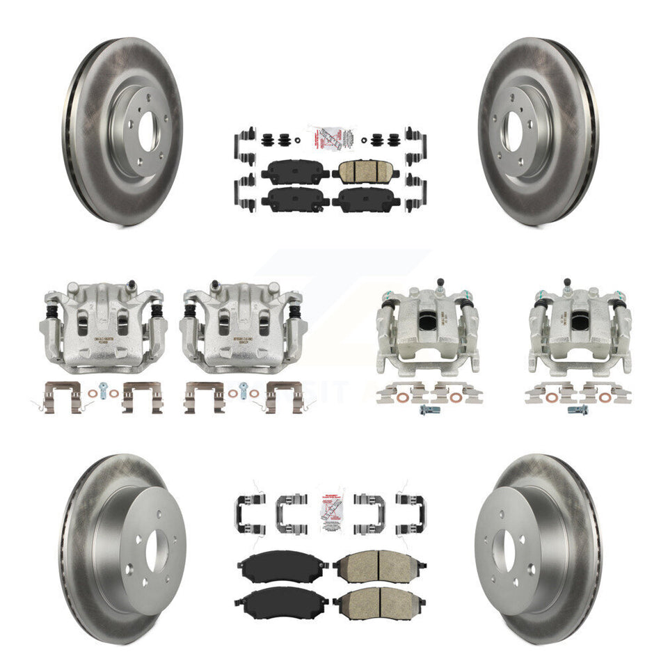 Front Rear Brake Caliper Coat Rotors & Ameribrakes Pad Kit (10Pc) For Nissan Murano QX70 KCG-101850N