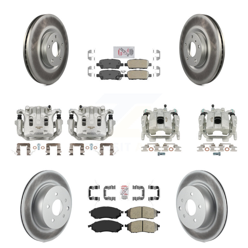 Front Rear Brake Caliper Coat Rotor Ameribrakes Pad Kit (10Pc) For INFINITI G37 QX50 G25 KCG-101851N