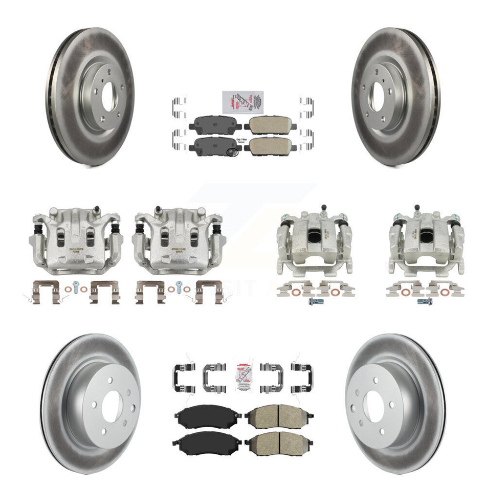Front Rear Brake Caliper Coat Rotor Ameribrakes Pad Kit (10Pc) For INFINITI G37 QX50 G25 KCG-101851N