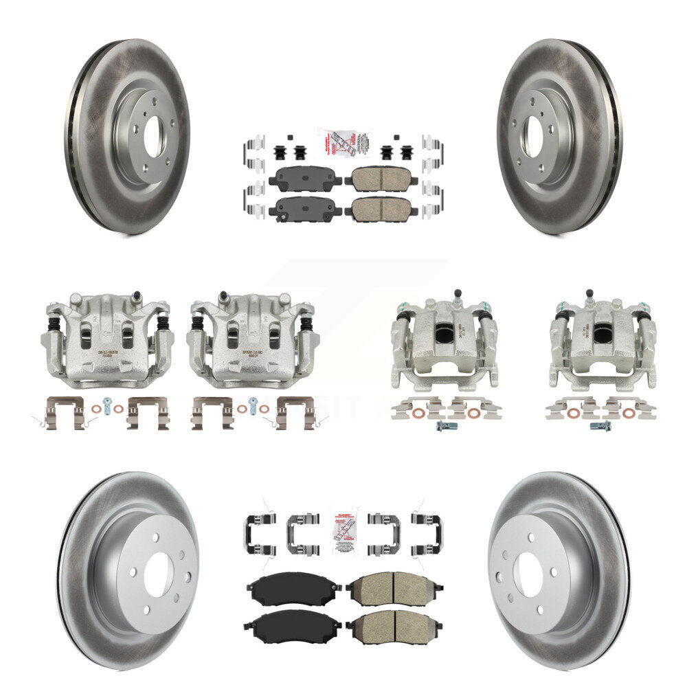 Front Rear Brake Caliper Coat Rotor Ameribrakes Pad Kit (10Pc) For 2010 INFINITI M35 M45 KCG-101853N