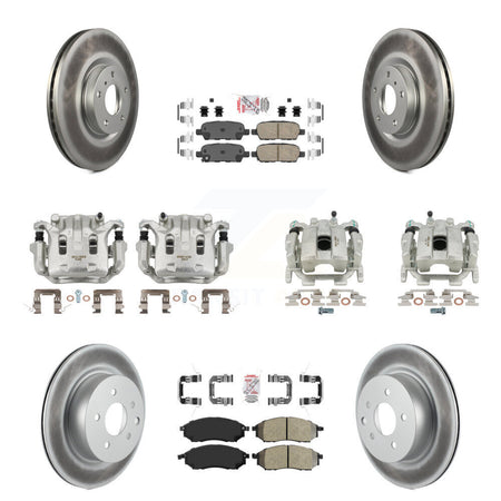 Front Rear Brake Caliper Coat Rotor Ameribrakes Pad Kit (10Pc) For 2010 INFINITI M35 M45 KCG-101853N