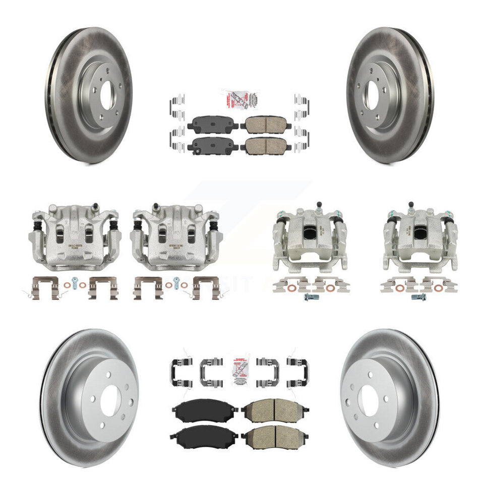 Front Rear Brake Caliper Coat Rotor Ameribrakes Pad Kit (10Pc) For 2010 INFINITI M35 M45 KCG-101854N