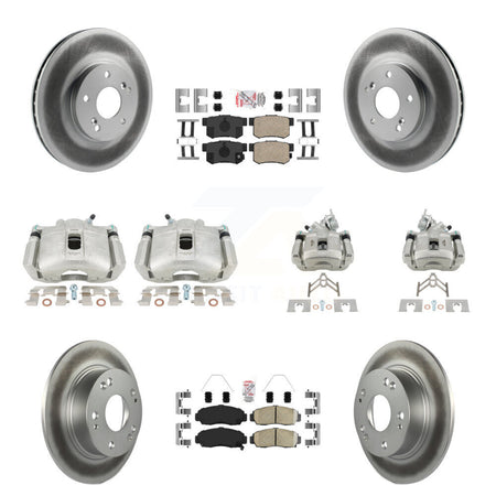 Front Rear Brake Caliper Coat Rotors & Ceramic Pad Kit (10Pc) For Honda Accord Acura TSX KCG-101858N