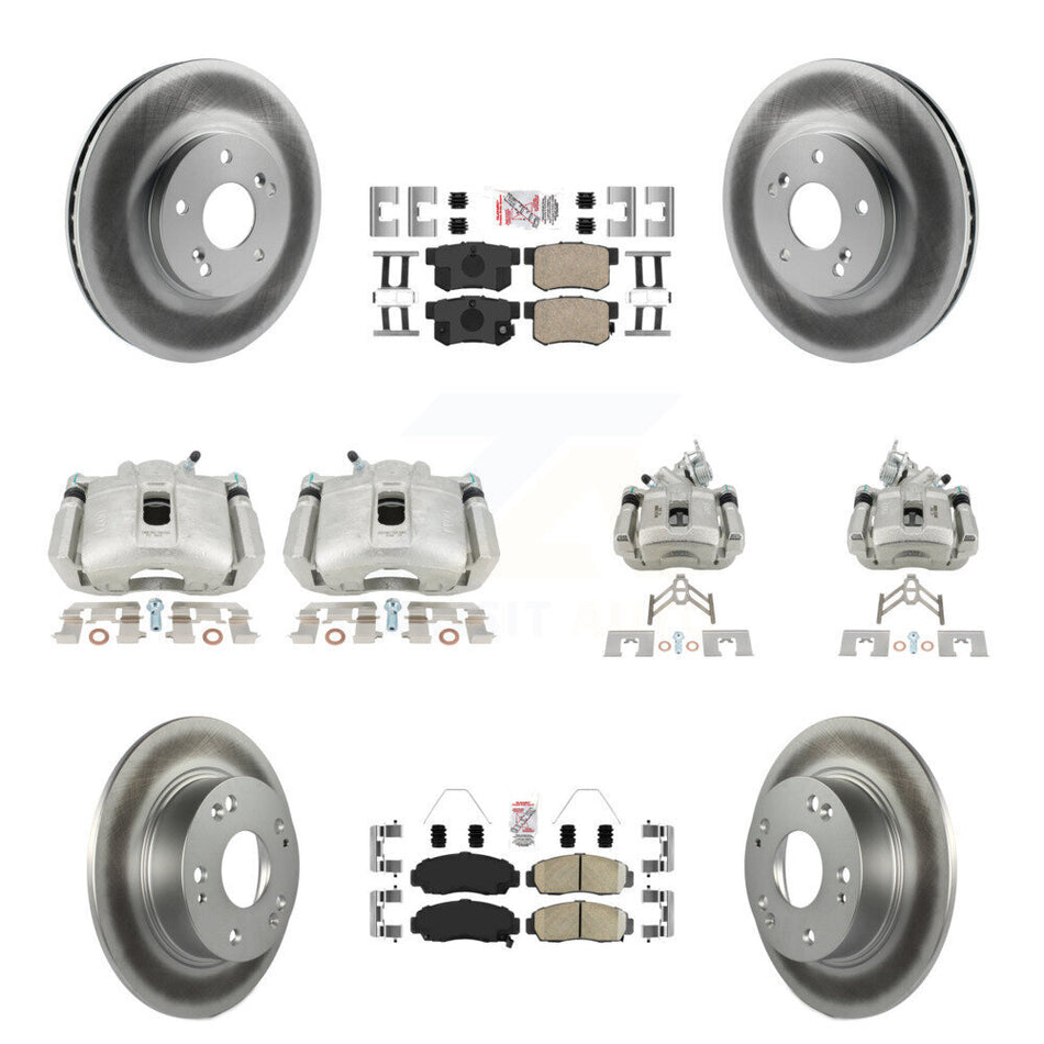Front Rear Brake Caliper Coat Rotors & Ceramic Pad Kit (10Pc) For Honda Accord Acura TSX KCG-101858N