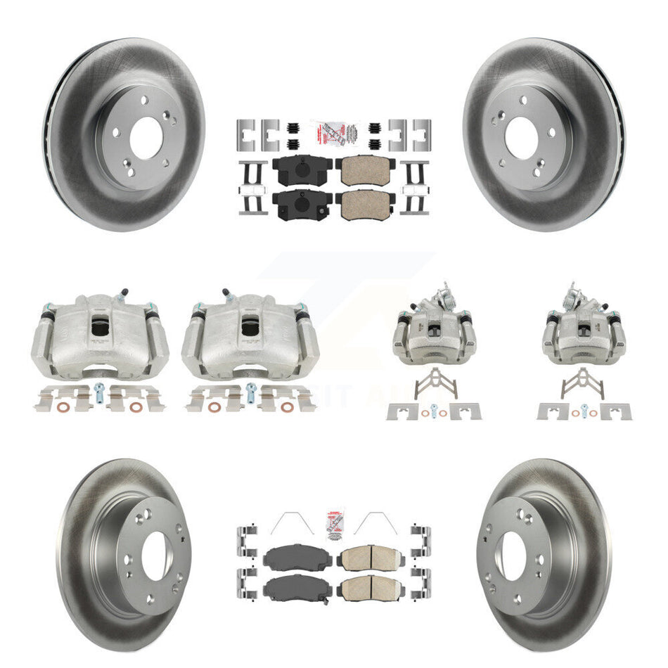Front Rear Brake Caliper Coat Rotors & Ceramic Pad Kit (10Pc) For Honda Accord Acura TSX KCG-101859N