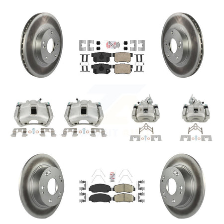 Front Rear Disc Brake Caliper Coated Rotors And Ceramic Pads Kit (10Pc) For Honda Accord KCG-101862N