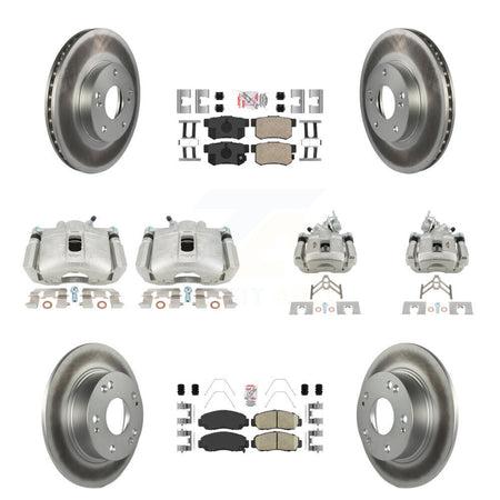 Front Rear Disc Brake Caliper Coated Rotors And Ceramic Pads Kit (10Pc) For Honda Accord KCG-101865N