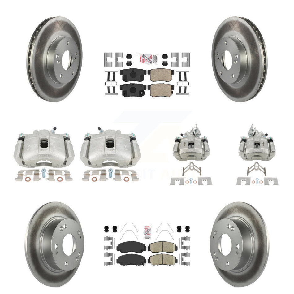 Front Rear Disc Brake Caliper Coated Rotors And Ceramic Pads Kit (10Pc) For Honda Accord KCG-101865N