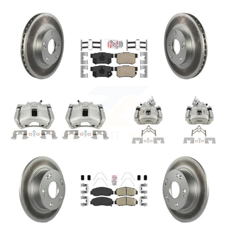 Front Rear Disc Brake Caliper Coated Rotors And Ceramic Pads Kit (10Pc) For Honda Accord KCG-101868N