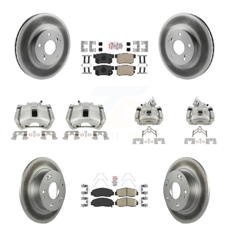 Front Rear Disc Brake Caliper Coated Rotors And Ceramic Pads Kit (10Pc) For Honda Accord KCG-101870N