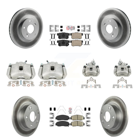 Front Rear Disc Brake Caliper Coated Rotors And Ceramic Pads Kit (10Pc) For Honda Accord KCG-101873N