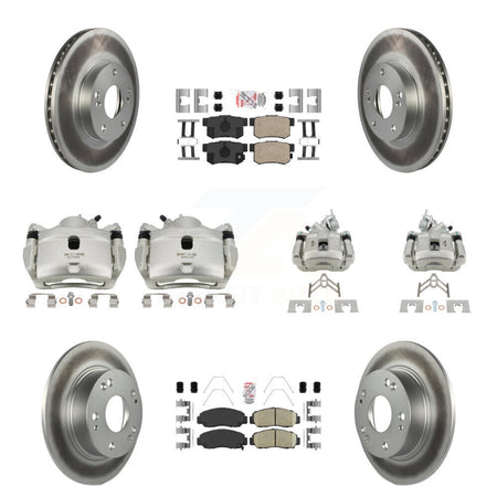 Front Rear Disc Brake Caliper Coated Rotors And Ceramic Pads Kit (10Pc) For Honda Accord KCG-101880N