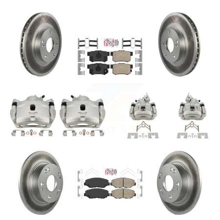Front Rear Disc Brake Caliper Coated Rotors And Ceramic Pads Kit (10Pc) For Honda Accord KCG-101882N