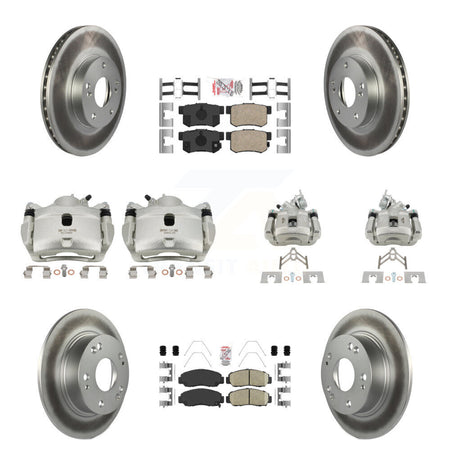 Front Rear Disc Brake Caliper Coated Rotors And Ceramic Pads Kit (10Pc) For Honda Accord KCG-101884N