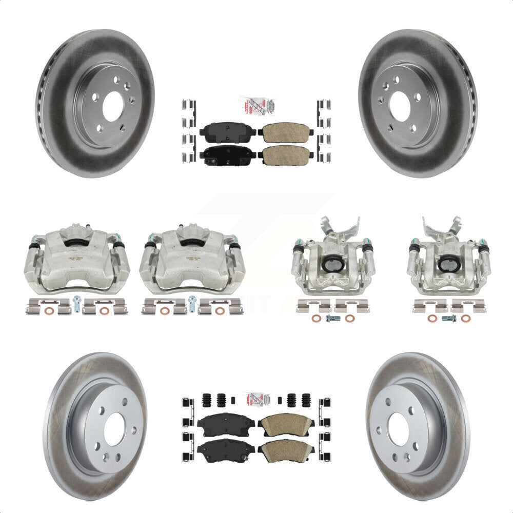 Front Rear Disc Brake Caliper Coated Rotors And Ceramic Pads Kit (10Pc) For 2013-2014 Chevrolet Sonic RS KCG-101888N by Transit Auto