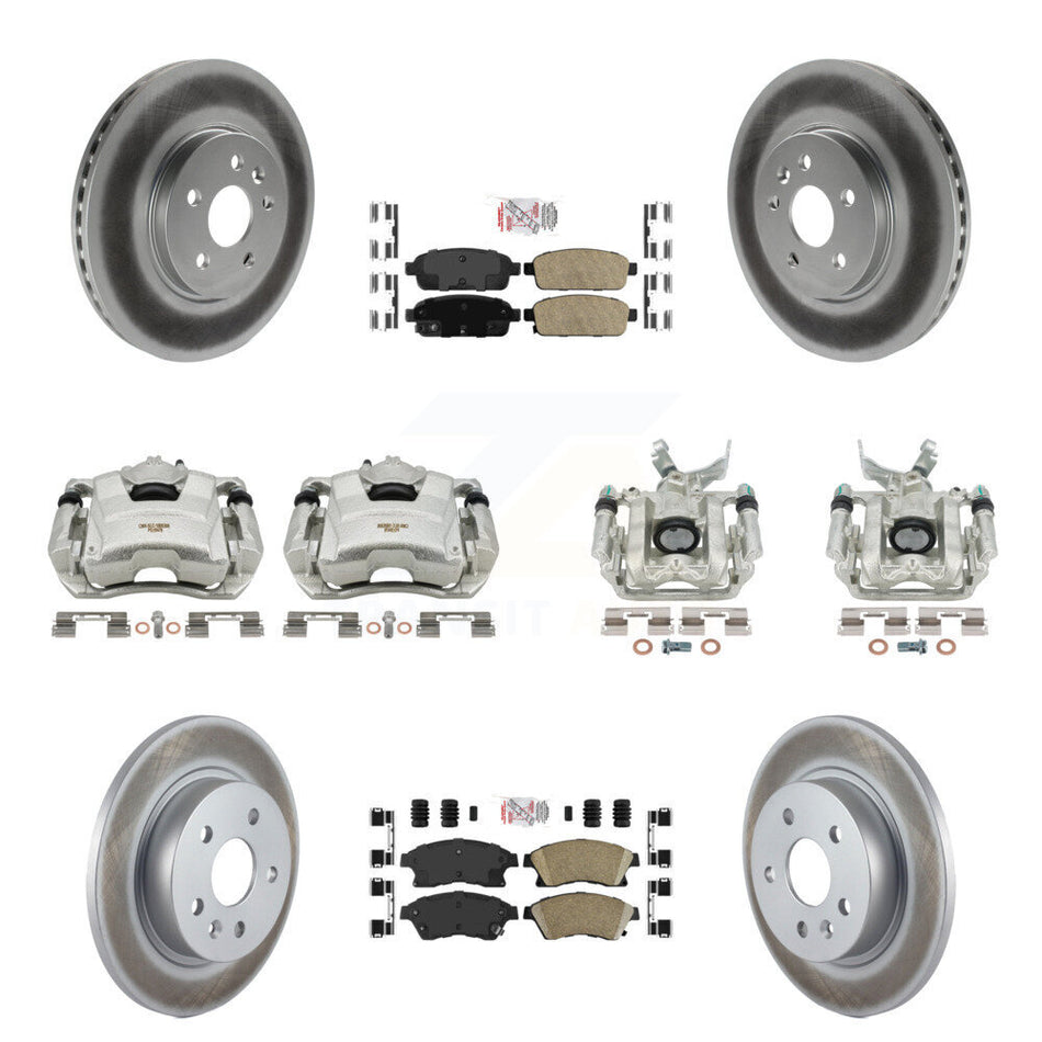 Front Rear Disc Brake Caliper Coated Rotors And Ceramic Pads Kit (10Pc) For 2013-2014 Chevrolet Sonic RS KCG-101888N